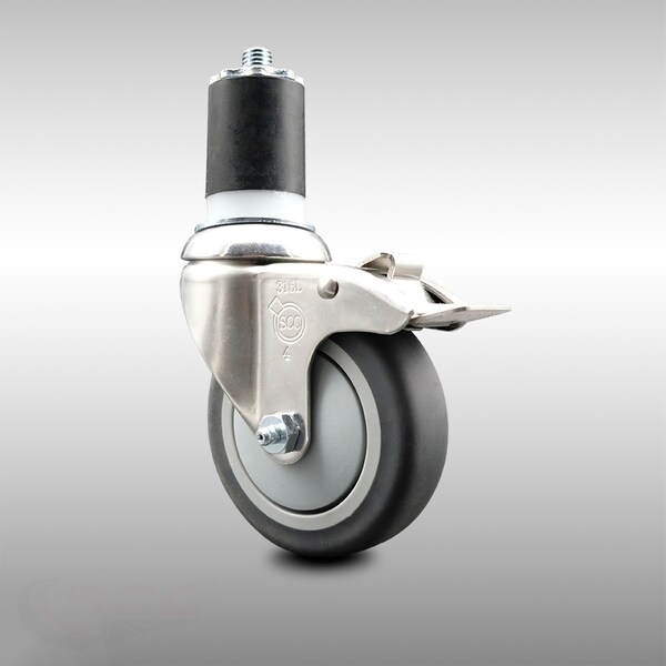 4 Inch 316SS Thermoplastic Rubber Swivel 1-7/8 Inch Stem Caster Lock Brake SCC